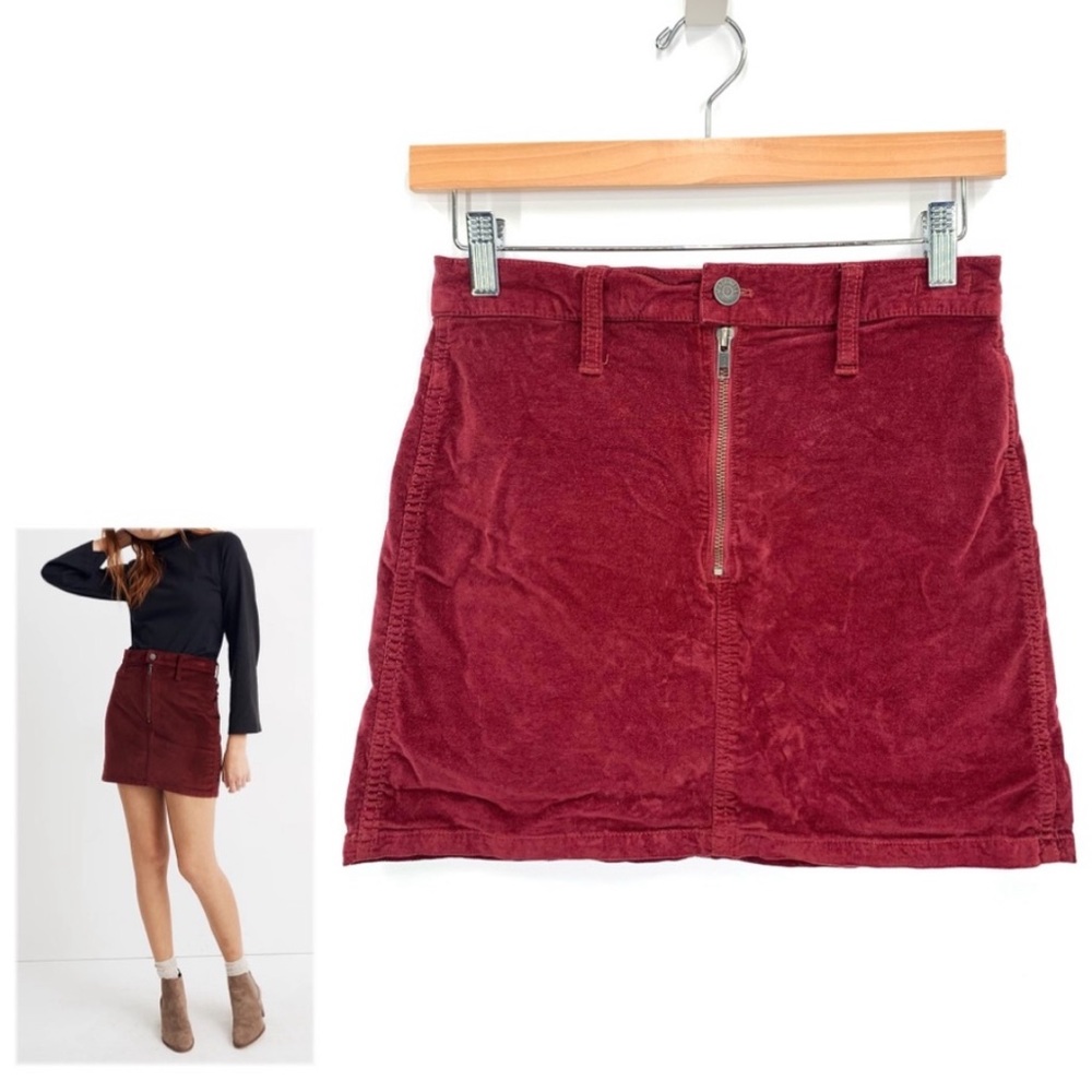 Madewell Y2K Stretch Velvet Straight Zip Mini Skirt Size 24 Size XS Mean Girls